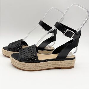 Vince Camuto Kovya Espadrille Platform Sandals Ankle Strap Cutout Black Size 7